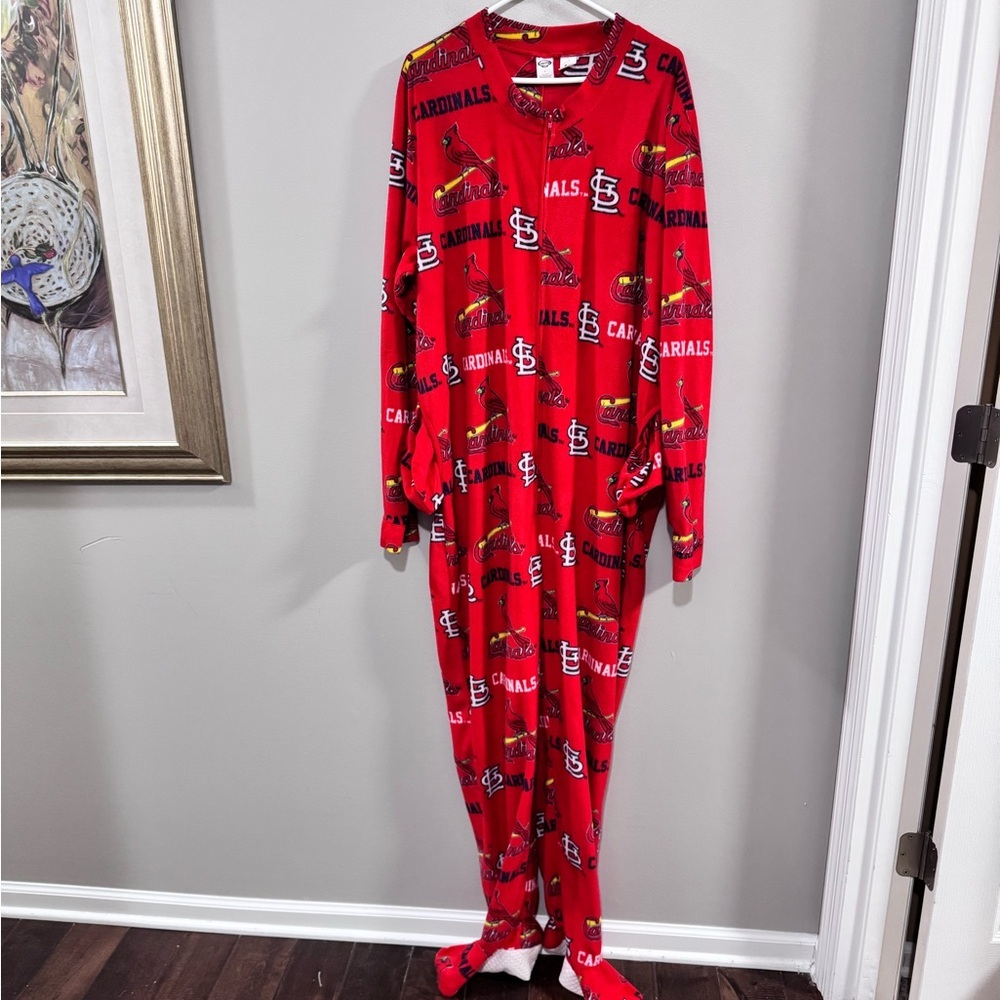 Men's Concept Sport St. Louis Cardinals MLB Flannel Zip Up Onesie. Size L